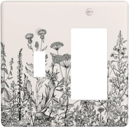 Miniatura 88 de Mid Century Morden Boho - Placa de pared para interruptor de luz dúplex de 1 banda, placa frontal decorativa eléctrica para receptáculo para baño