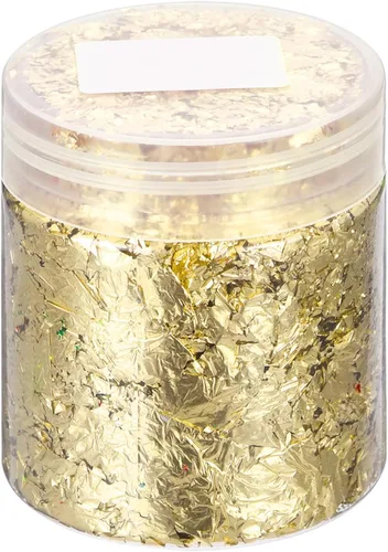 Miniatura 17 de UXCELL Escamas de lámina dorada para resina, 0.11 onzas de hoja metálica, oro de imitación para arte de uñas, arte de resina, manualidades, pintura