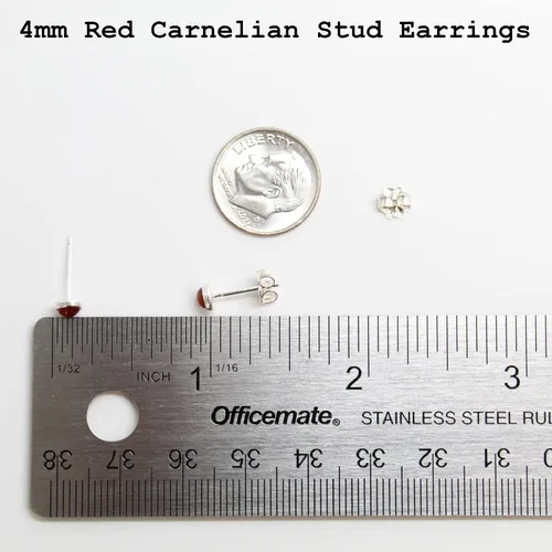 Miniatura 57 de Aretes de tuerca con piedras preciosas para mujeres y niñas, bisel redondo de 0.157 in de plata esterlina 925