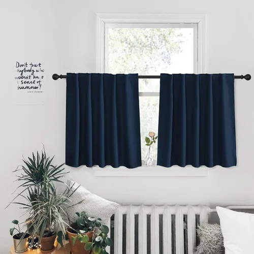 Miniatura 72 de PONY DANCE Cortinas cortas con aislamiento térmico para ventana pequeña, para guardería, baño, cocina, lavandería, caravana, sótano, 29 pulgadas