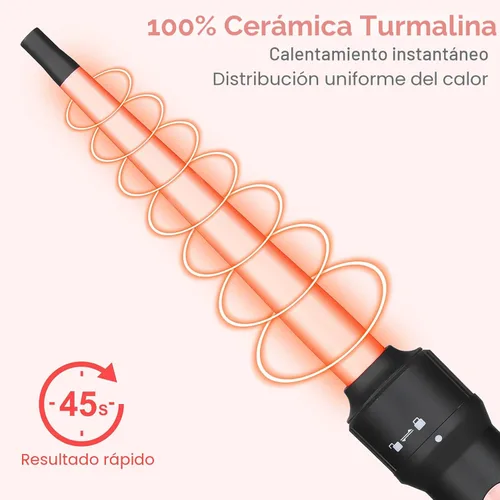 Miniatura 3 de Varita Rizador de Pelo y Rizador de Cabello, Emocci Pro Grande de 3 Barriles (0.35"-1.25" de Cerámica) Rizador de Cabello para Mujeres, Ondas