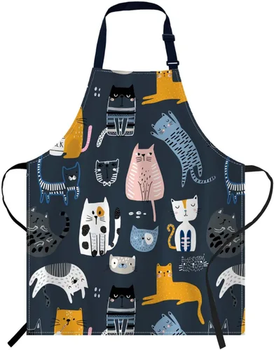 Miniatura 7 de oFloral Delantal de campo de fútbol americano y pelota, unisex, ajustable, delantal de chef de cocina, delantal para mujeres y hombres para cocina