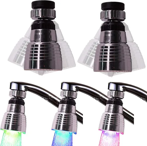 Miniatura 5 de Luz LED de grifo de agua con gradiente sensible a la temperatura de 3 colores - Grifo que cambia de color para cocina y baño Grifo LED