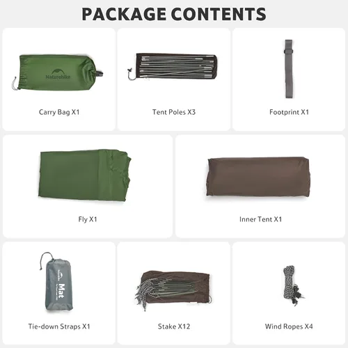 Miniatura 7 de Naturehike Tienda de campaña para 4 estaciones, tienda de campaña impermeable para 2 personas, tiendas de campaña de cuatro estaciones para clima