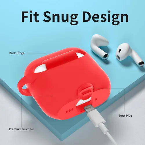 Miniatura 3 de Funda para AirPods 4, funda de silicona compatible con Apple AirPods de 4ª generación, color rojo