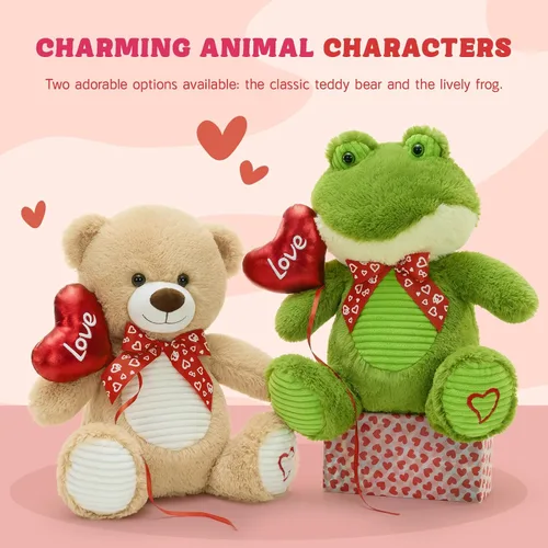 Miniatura 6 de BENINY Oso de peluche de 15 pulgadas para el día de San Valentín, peluche con globo y bordado de amor, regalo perfecto para parejas