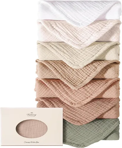 Miniatura 9 de Konssy - Juego de paños de muselina para eructos de bebé, unisex - 7 unidades de ropa para eructos suave 100% algodón para recién nacidos, bebés