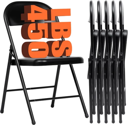 Miniatura 9 de Paquete de 2 sillas plegables con cojín acolchado, silla de metal con marco de acero resistente, capacidad de 450 libras y asiento cómodo, silla