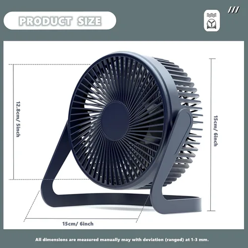 Miniatura 2 de Chchmu Ventilador USB de 5 pulgadas, mini ventilador de mesa de escritorio USB portátil alimentado por USB PC Netbook para camping, hogar, oficina