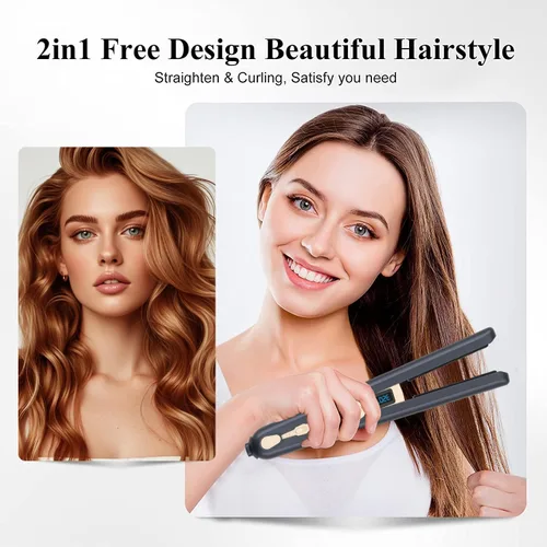 Miniatura 2 de Plancha de pelo inalámbrica y rizadores con placa de cerámica de grado de diamante, iones negativos, plancha plana que reduce el encrespamiento, más