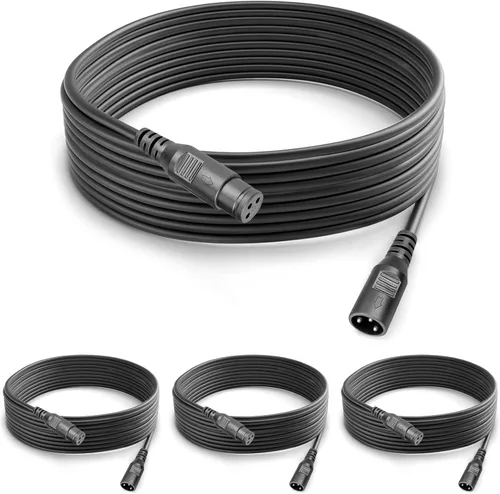 Cable DMX 4 paquetes de cables XLR de 15 pies macho hembra DMX cables DMX DMX conector XLR de 3 pines, cable de iluminación DMX XLR para luces de