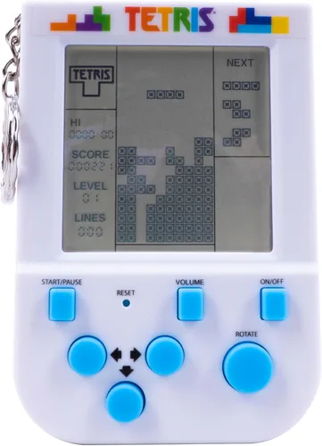 Tetris Mini llavero de mano para juegos de arcade, juego de tetris portátil con 15 niveles, efectos de sonido clásicos, llavero consola de juegos