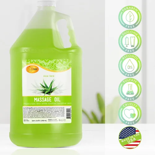 Miniatura 8 de SPA REDI Aceite de masaje profesional de aloe vera – 5 mezcla botánica con almendras, aguacate, girasol y vitamina E No graso, de rápida absorción