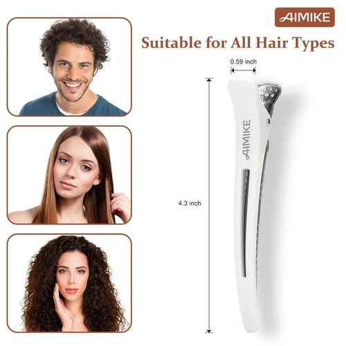Miniatura 2 de AIMIKE 6 pinzas de pelo profesionales para corte de peinado, antideslizantes, sin rastro, pinzas de pelo con banda de silicona, pinzas de corte