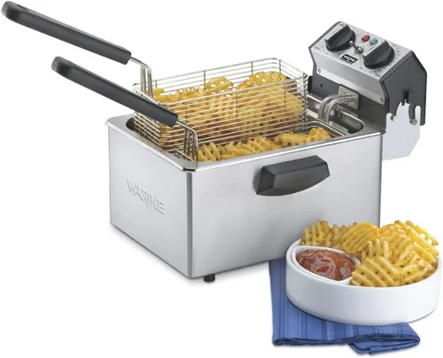 Miniatura 8 de Waring Freidora comercial WDF75RC de alta resistencia de 8.5 libras, incluye 4 cestas individuales y 2 cubiertas nocturnas - 1800 W, 120 V, enchufe