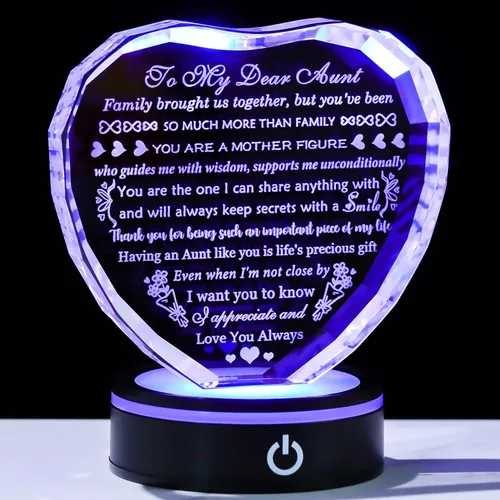 YWHL Regalos de Cumpleaños para Tía para Mujeres con Base LED Colorida Regalos Únicos de Corazón para Tía de Sobrina y Sobrino Mejores Ideas de