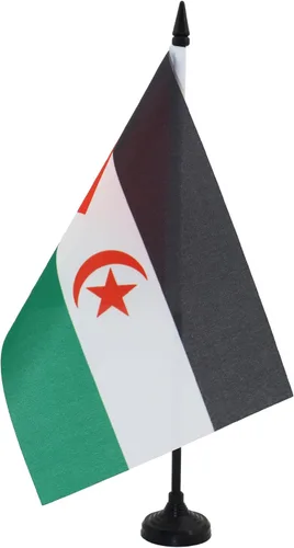 Miniatura 252 de AZ FLAG Sierra Leone Bandera de mesa 5'' x 8'' - Bandera de escritorio de Sierra Leona 21 x 14 cm - Bastón y base de plástico negro