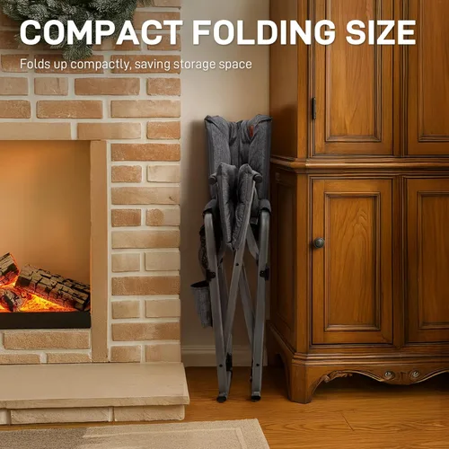 Miniatura 7 de EVER ADVANCED Silla mecedora ligera y plegable para campamento, silla mecedora portátil acolchada para patio, césped y exteriores, sillón duro