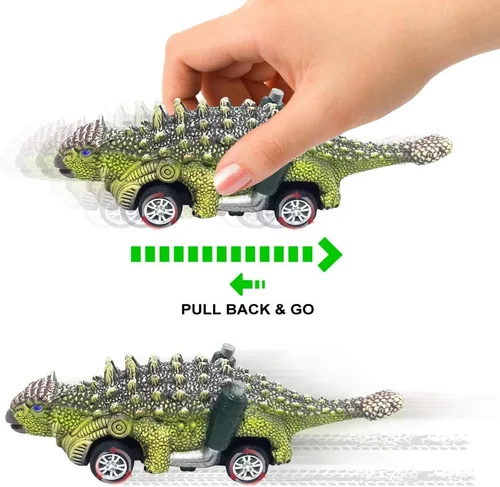 Miniatura 3 de DINOBROS Coches de juguete de dinosaurio, paquete de 6 juguetes de dinosaurio para niños y niñas de 3 años, juguetes para niños de 3, 4, 5 años
