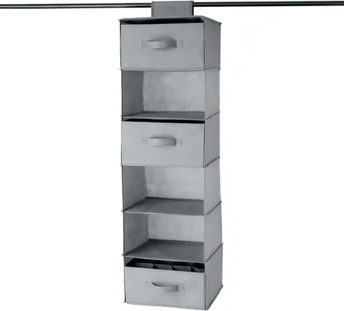 Miniatura 5 de Amazon Basics Organizador de almacenamiento para armario con estante colgante de 6 niveles con cajones extraíbles, gris, 6.9"P x 13.6"A x 12.2"Al