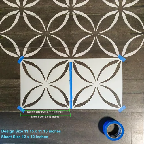 Miniatura 5 de 2 piezas de plantillas de pintura de azulejos de 12 x 12 pulgadas para paredes y suelos - Reutilizables - Plantillas para pintura - Plantilla
