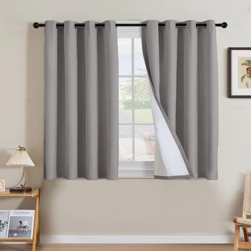 Miniatura 31 de H.VERSAILTEX Cortinas opacas de lino de 63 pulgadas de largo, 100% absolutamente opacas, con aislamiento térmico, con textura de lino, con ojales