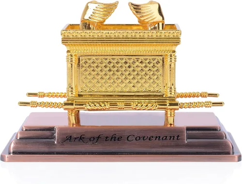 Miniatura 4 de BRTAGG La réplica del Arca de la Alianza, estatua bañada en oro con contenido, Vara de Aarón/Maná/Piedra de los Diez Mandamientos (Pequeño)