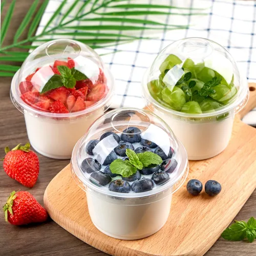 Miniatura 6 de TOFLEN Paquete de 100 Vasos de Postre de Plástico de 8 oz con Tapas de Cúpula, Vasos Desechables Transparentes para Yogur Parfait con Tapas, Vasos