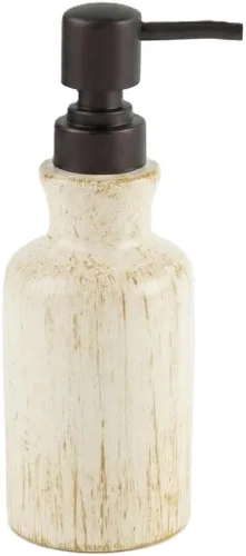 Miniatura 11 de Creative Scents Juego de accesorios de baño rústico de lujo completo - Set de 4 piezas de dispensador de jabón beige para baño incluye: dispensador