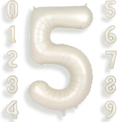 Miniatura 41 de SUWEN Globos de helio grandes de 102 cm (40 pulgadas) con letra S en color crema. Globos grandes de papel de aluminio con letra en helio, de A a Z.