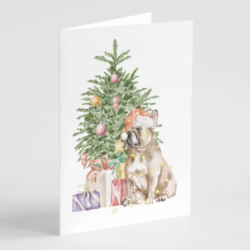 Miniatura 54 de Caroline's Treasures CK8213GCA7P Bulldog, Bulldog Inglés #2 - Tarjetas de felicitación y sobres de árbol de Navidad, paquete de 8 tarjetas en blanco