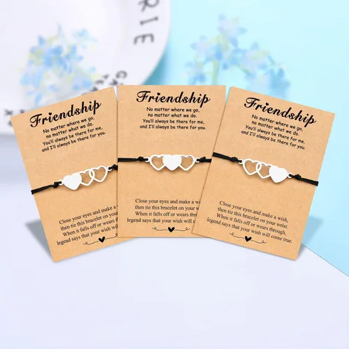 Miniatura 4 de Ungent them Pulseras de corazón a juego para amistad a distancia, 2, 3, 4, 5unidades, regalo de amistad para hermanas, mejores amigas, mujeres
