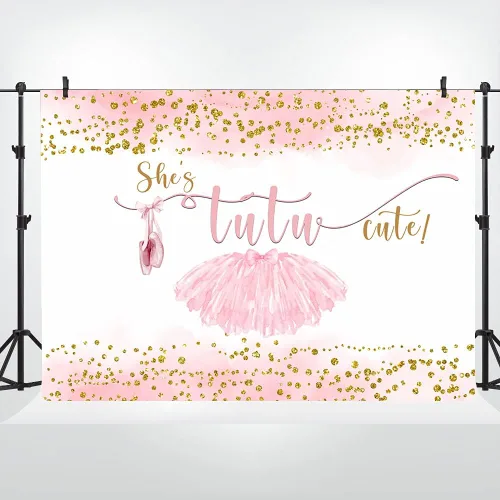 Miniatura 2 de Lofaris Tutú de 7 x 5 pies, bonito telón de fondo para niñas, baby shower, fotografía, puntos dorados, decoraciones de fiesta de cumpleaños