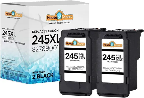 Houseoftoners Paquete de 2 cartuchos de tinta remanufacturados de alto rendimiento de repuesto para Canon PG-245XL Black Pixma iP280, MG2522,