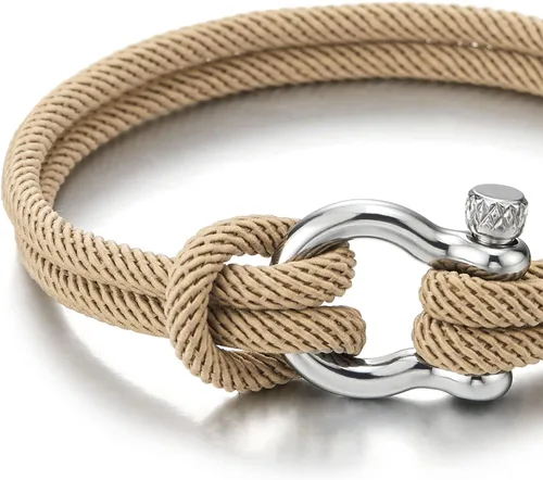 Miniatura 3 de COOLSTEELANDBEYOND Pulsera de acero para hombre y mujer con grilletes de anclaje náutico marinero