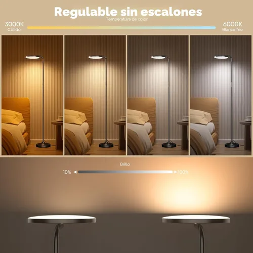 Miniatura 3 de SIBRILLE Lámpara de pie LED de 36 W, lámpara de pie súper brillante, moderna lámpara alta regulable con control remoto, lámpara de pie de lectura
