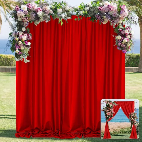 Miniatura 9 de MYSKY HOME Cortinas de 10 pies x 10 pies Verde Cazador Cortinas de Fondo para Fiestas Bodas Escenario Cortinas con Bolsillo para Barra Cortinas