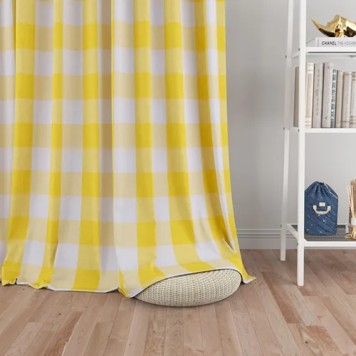 Miniatura 33 de UPOPO Cortinas de ventana Buffalo Check 122 cm de largo, cortinas de algodón para sala de estar, paneles de cortina a cuadros para dormitorio