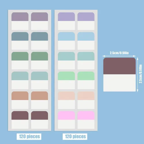 Miniatura 2 de 240 piezas de pestañas adhesivas de índice, pestañas adhesivas de color para libros y cuadernos, pestañas de página reposicionables para Morandi