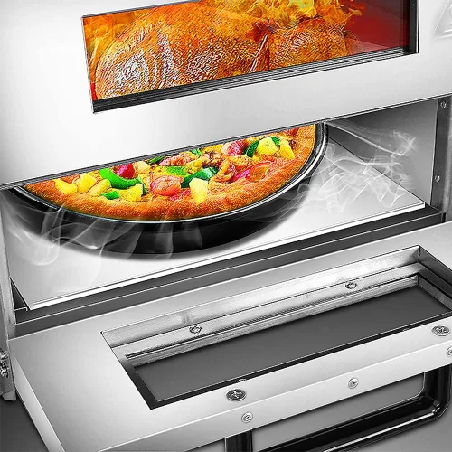 Miniatura 3 de Horno de pizza comercial Horno doble de 1700 W 16 pulgadas de acero inoxidable para pizza y aperitivos, horno multiusos para pizza