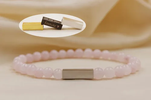 Miniatura 32 de Pulseras de cuentas personalizadas, Pulsera de piedras preciosas de 0.236 in, Pulsera grabada con láser, Pulsera de piedra natural, Pulseras unisex