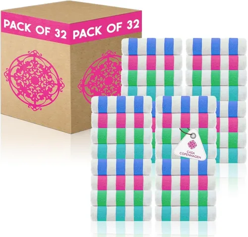 Miniatura 76 de CASA COPENHAGEN Juego de 6 toallas de palomitas de maíz, color azul polvoriento, 21.16 oz/m², 2 toallas de baño, 2 toallas de mano y 2 toallas