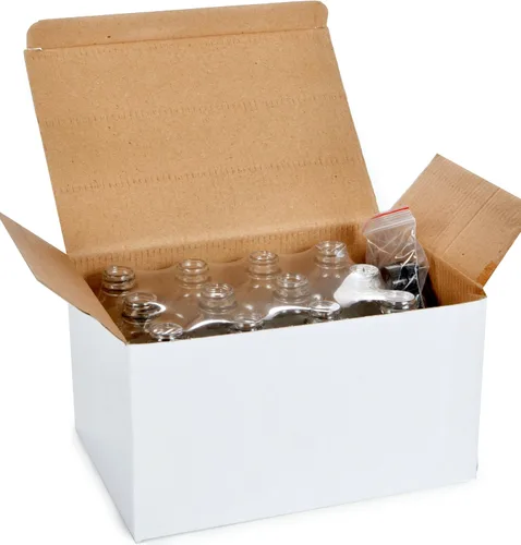 Miniatura 4 de Vivaplex, 12, botellas de vidrio transparentes, de 4 onzas, con tapas