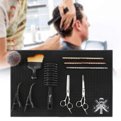 Miniatura 2 de Segbeauty - Alfombrilla de peluquería para cortaútapas, 11.8 x 17.5 pulgadas, antideslizante, flexible, de goma para estaciones, tijeras