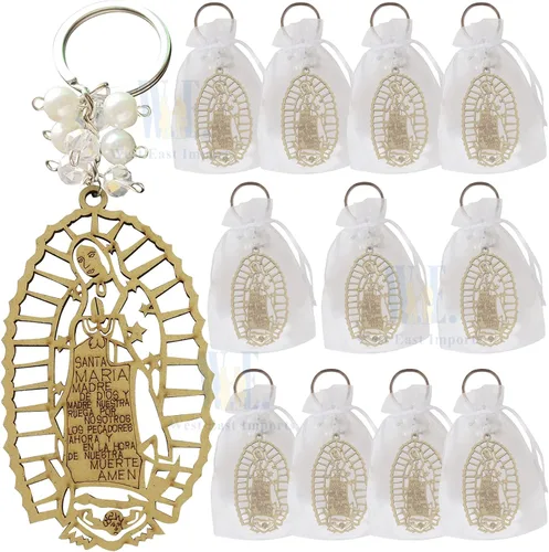 Miniatura 5 de 12 llaveros grabados personalizados con texto en inglés «Our Lady of Guadalupe», recuerdos de la primera comunión, bautizo, evento religioso