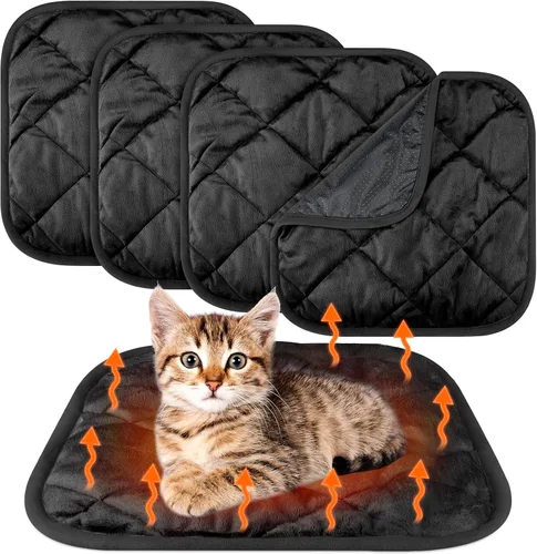 Paquete de 4 Almohadillas Autocalentables para Gatos, Alfombrilla Autocalentable para Perros que Refleja el Calor Corporal, Almohadilla Térmica