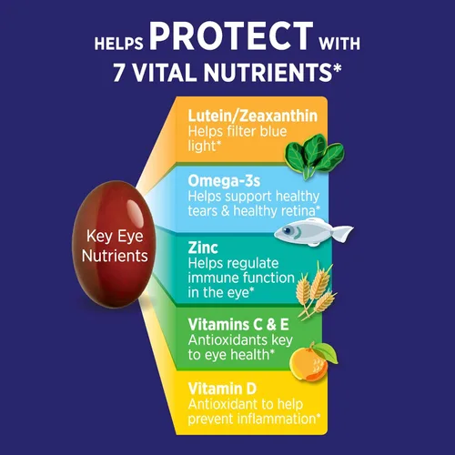 Miniatura 3 de Ocuvite Suplemento vitamínico y mineral, suplementos de luteína y zeaxantina, vitaminas C, D, E, zinc y omega-3, ayuda a proteger los ojos del sol