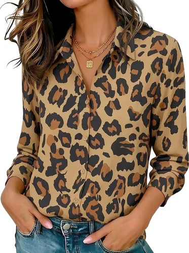 Miniatura 21 de Camisas elásticas suaves sin arrugas con botones para mujer, tops transpirables que absorben la humedad para vestir casual de trabajo