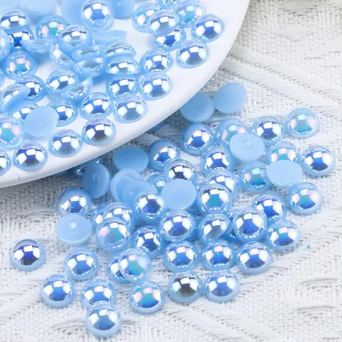 Miniatura 72 de 1500 PIEZAS 4mm Perlas Blancas de Media Parte Plana para Manualidades Joyería Álbum de Recortes Decoración de Uñas, Perlas de Parte Plana para Blanco