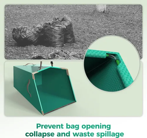 Miniatura 3 de Colector de hojas y bolsa reutilizable para basura de patio, plegable, portátil, con mango ajustable, limpieza de césped de jardín (50 galones)